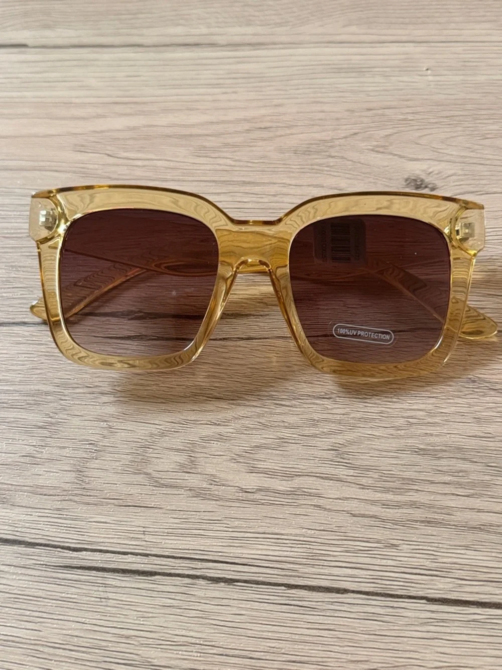 NWT LOFT Crystal Finish Square Sunglasses Yellow OS